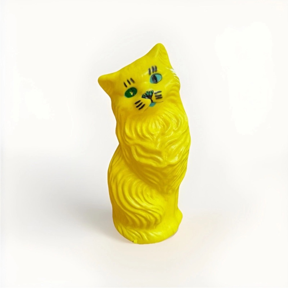AJ Renzi Yellow Blow Mold Cat Bank Vintage